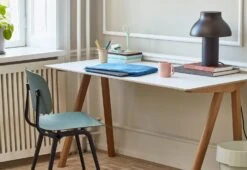 Hay PC Table Lamp -Online Furniture Shop hay CPH 90 off white lino oak base Revolt petrol green seat and back black steel base Hue Lab Top Cover blue