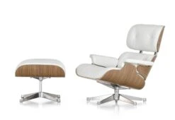 Vitra Eames Lounge Chair + Ottoman - Snow, 1956
